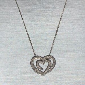 14k White Gold Diamond Heart Necklace from Zales